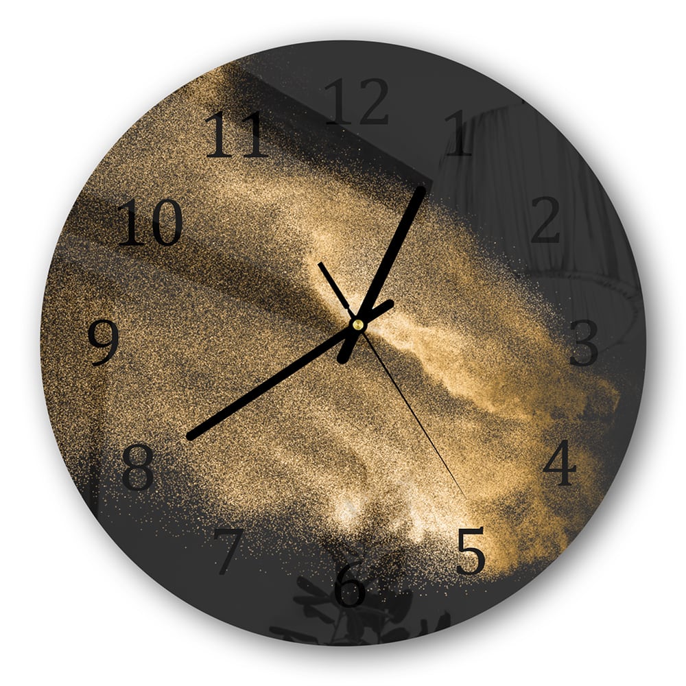 Wanduhr Rund - Goldene Sandexplosion