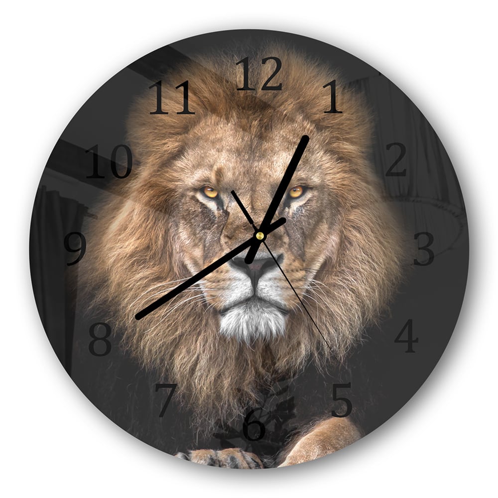 Wanduhr Rund - Löwe im Dunkeln