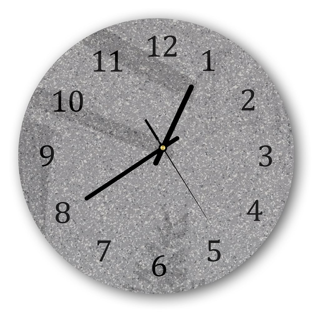 Wanduhr Rund - Grauer Granit