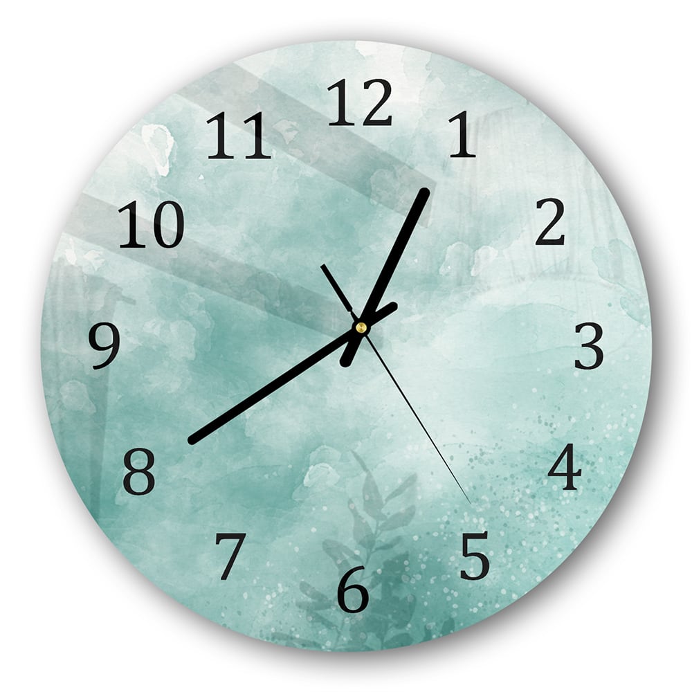 Wanduhr Rund - Grüne Aquarellfarbe