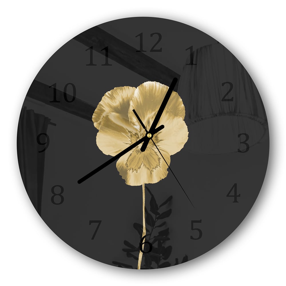 Wanduhr Rund - Goldenes Veilchen
