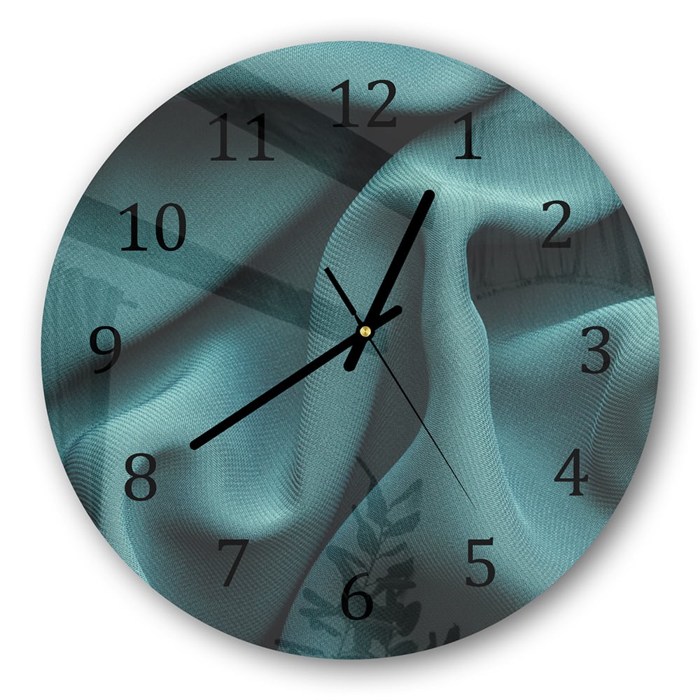 Wanduhr Rund - Grüne Stofftextur