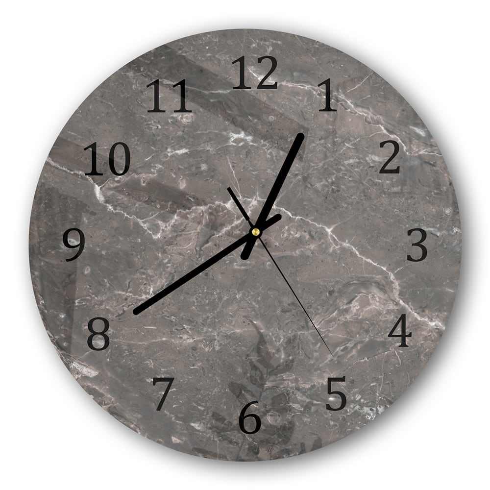 Wanduhr Rund - Graubrauner Marmor