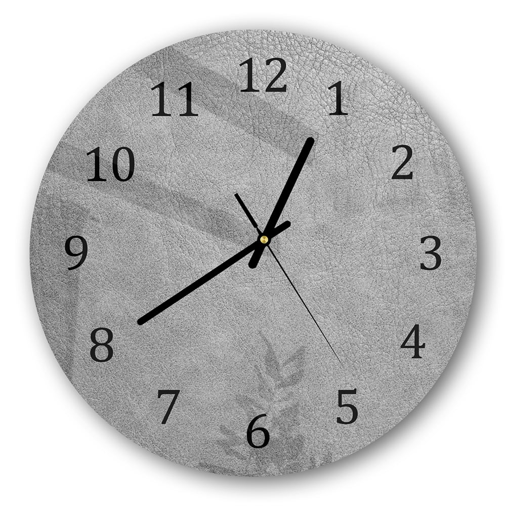 Wanduhr Rund - Graues Leder