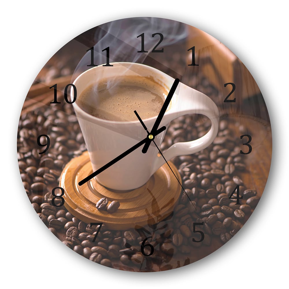 Wanduhr Rund - Warme Tasse Kaffee