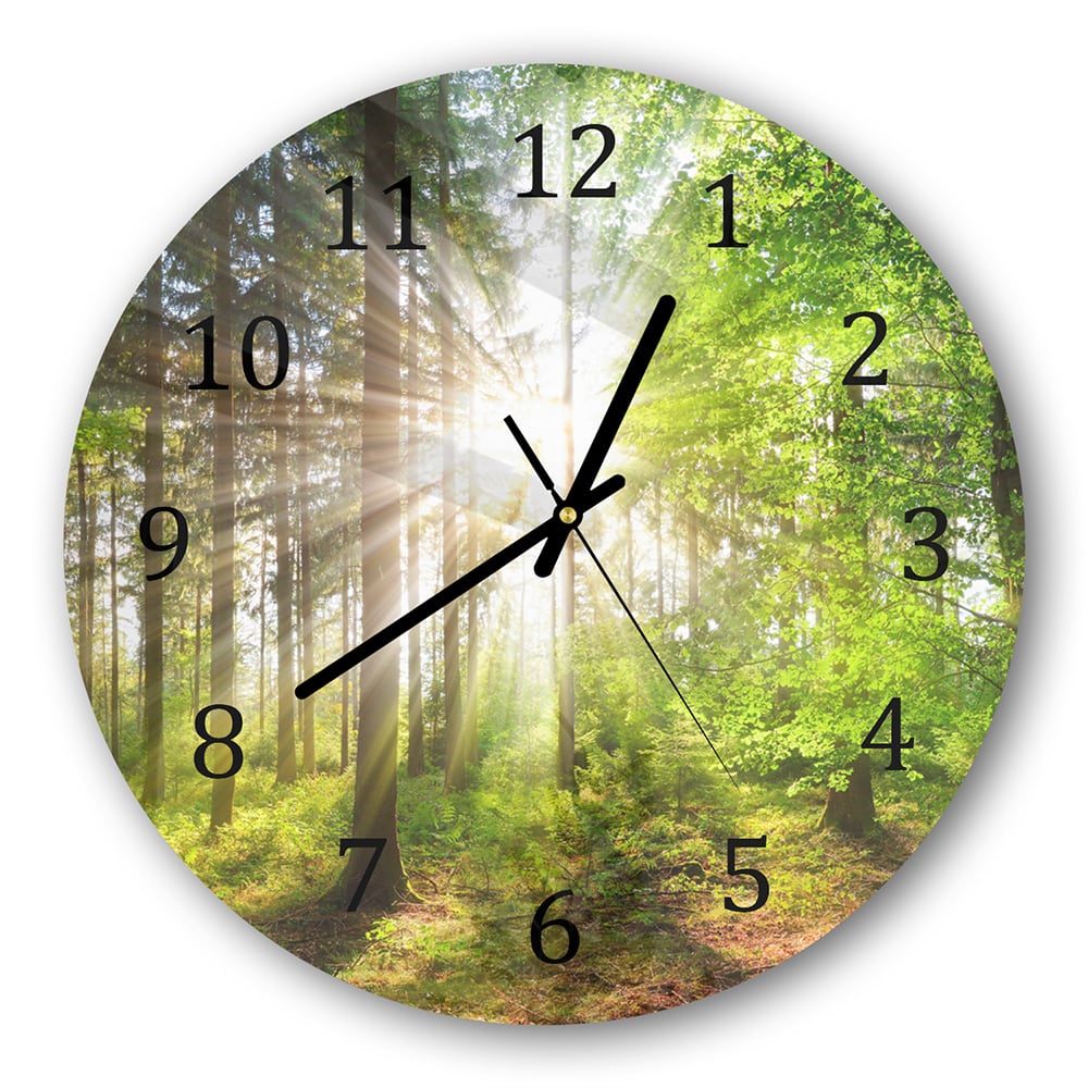 Wanduhr Rund - Sonnenlicht im Wald