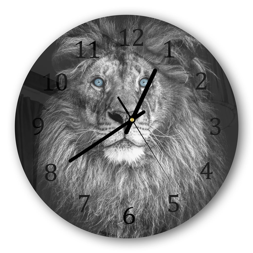 Wanduhr Rund - Löwe mit blauen Augen