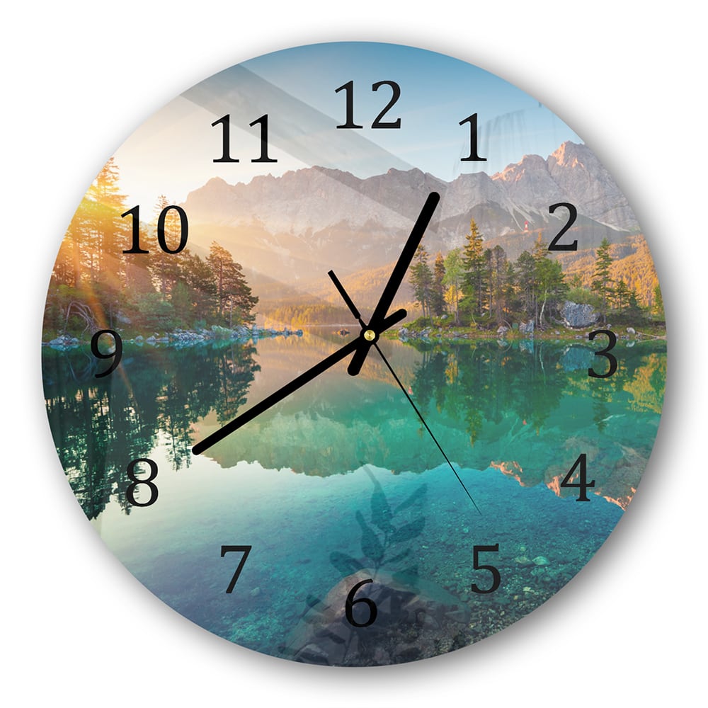 Wanduhr Rund - Sonnenaufgang am Eibsee