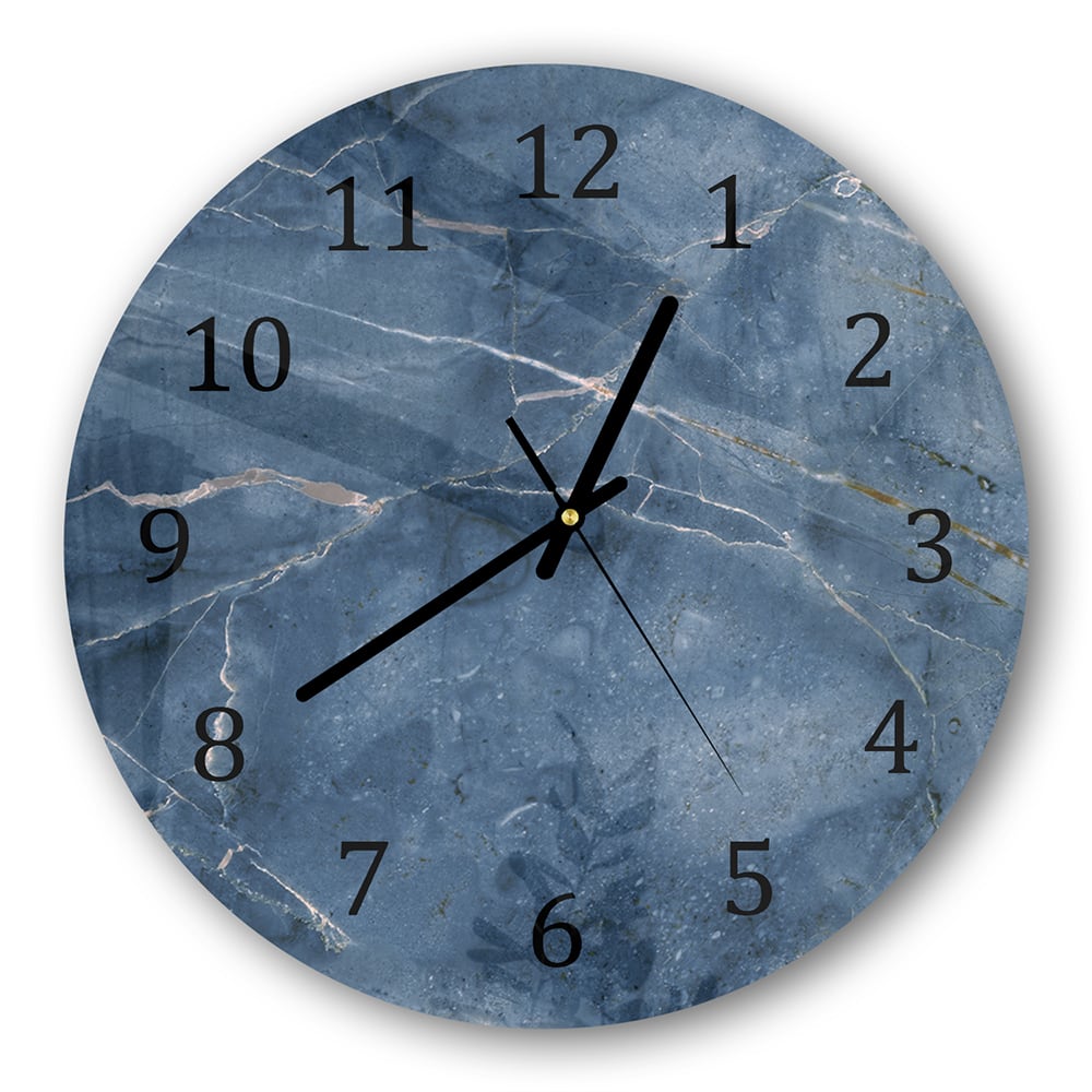 Wanduhr Rund - Ozeanblauer Marmor