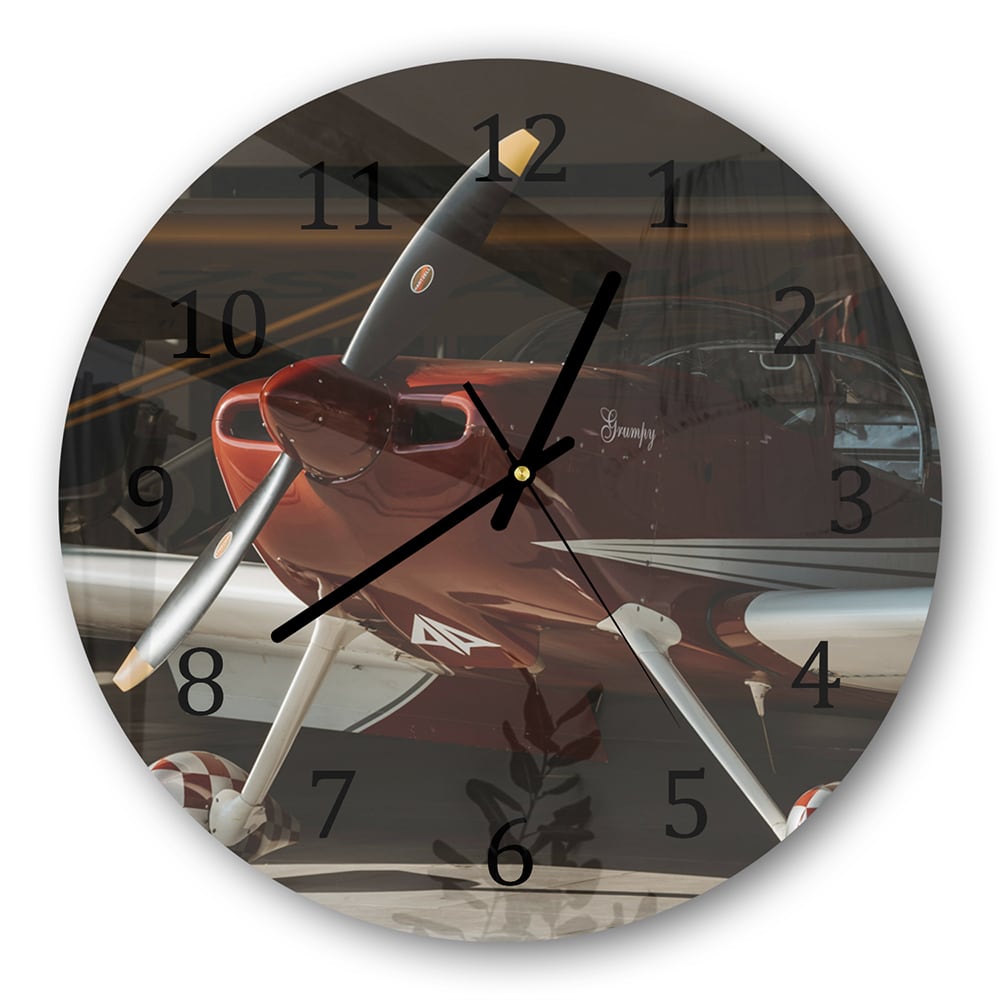 Wanduhr Rund - Sportflugzeug