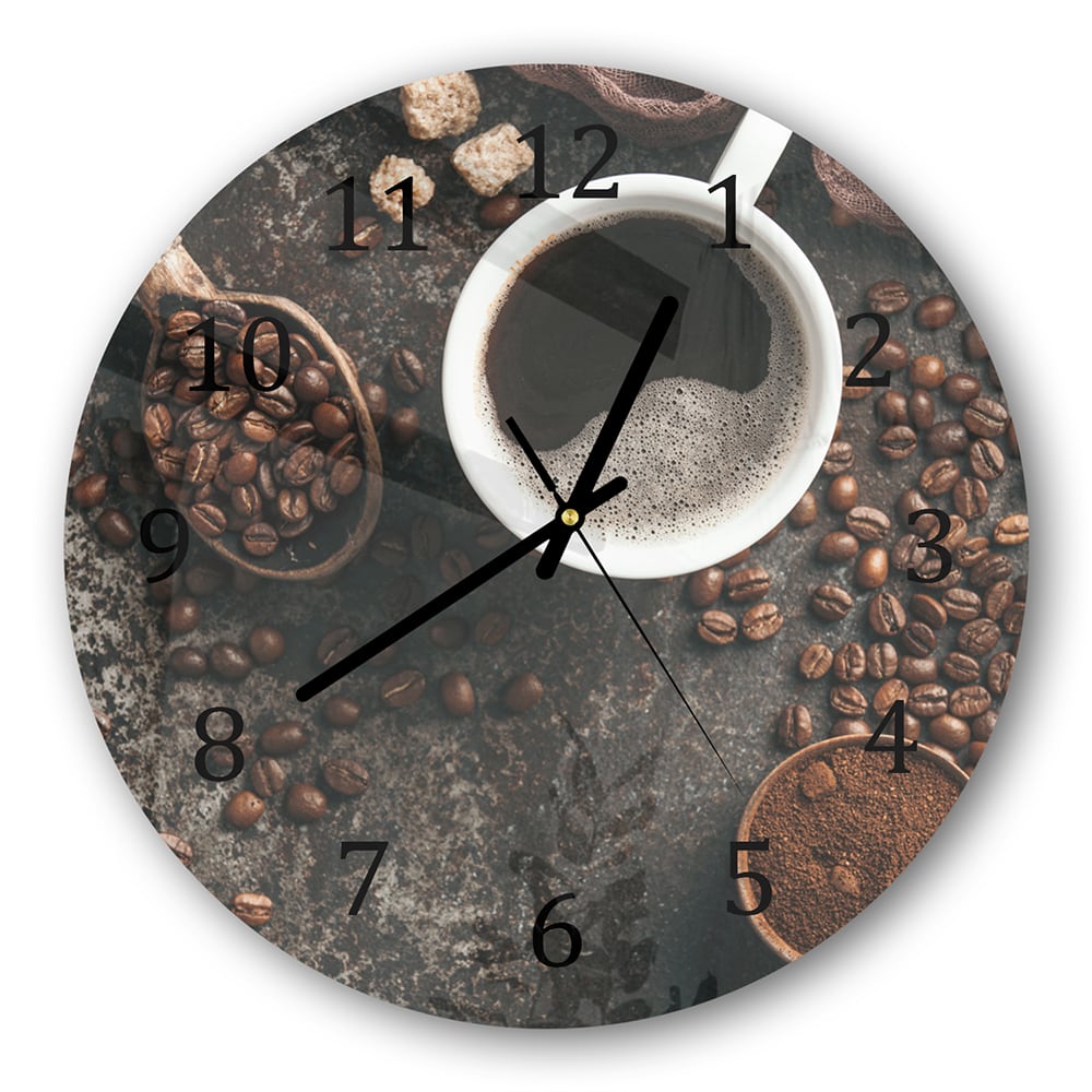 Wanduhr Rund - Kaffee und Bohnen