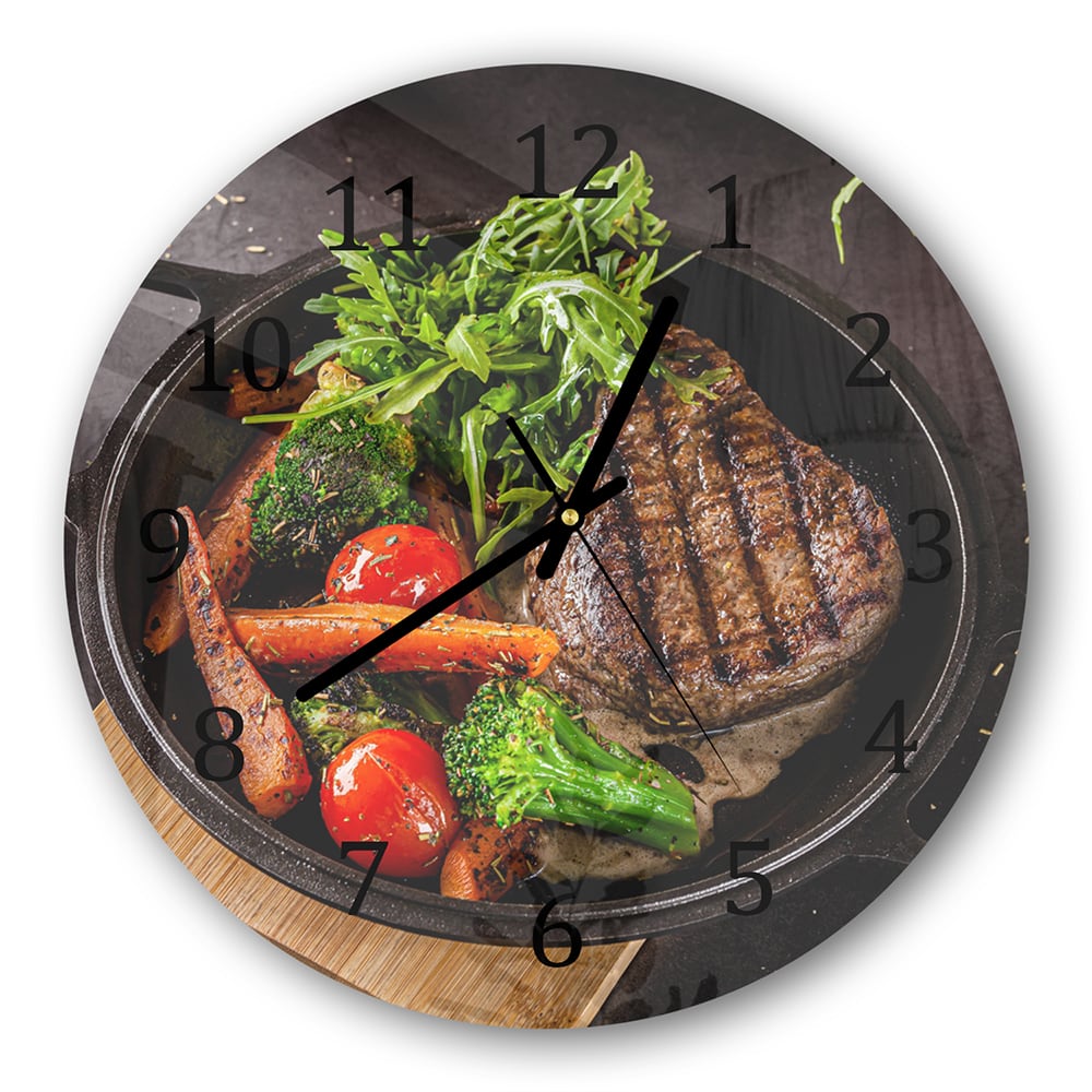 Wanduhr Rund - Gegrilltes Steak