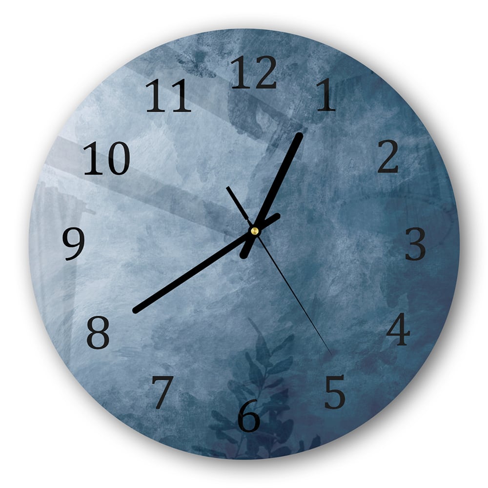 Wanduhr Rund - Blaue Aquarell-Textur