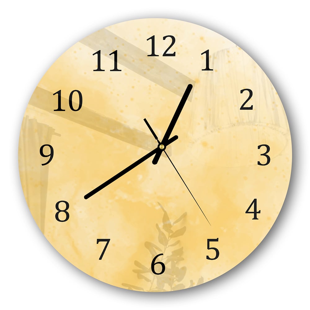 Wanduhr Rund - Gelbe Aquarellfarbe