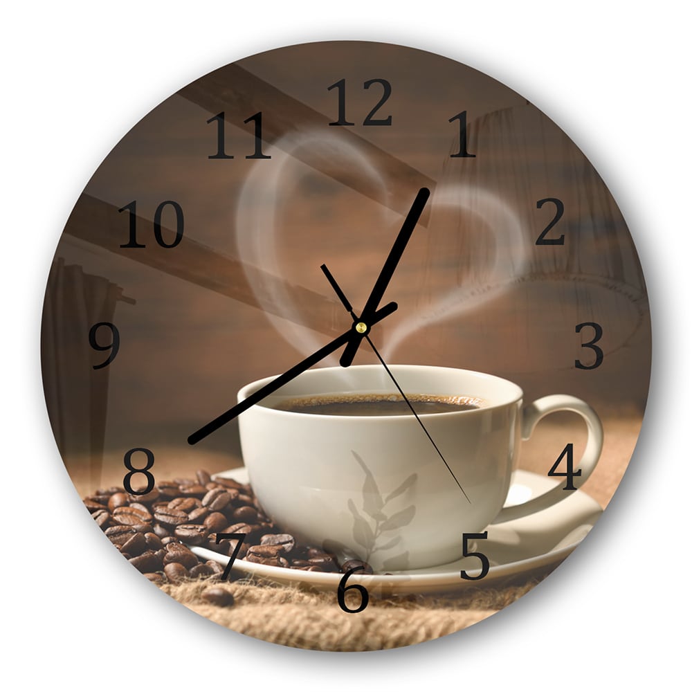 Wanduhr Rund - Kaffee mit Herz