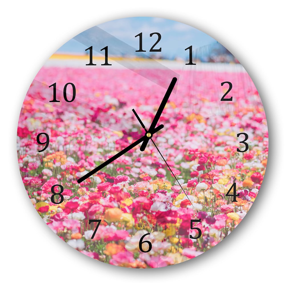 Wanduhr Rund - Meer aus Blumen