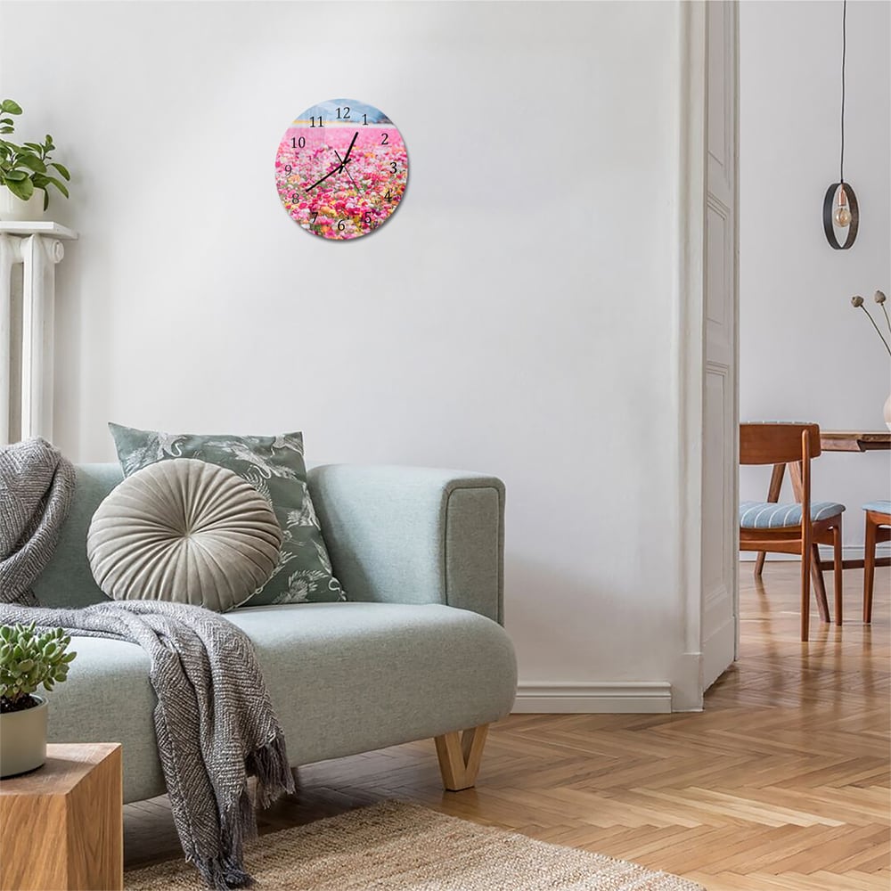 Wanduhr Rund - Meer aus Blumen