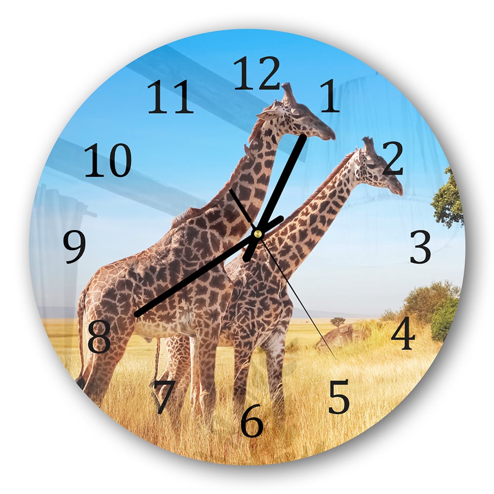 Wanduhr Rund - Giraffen