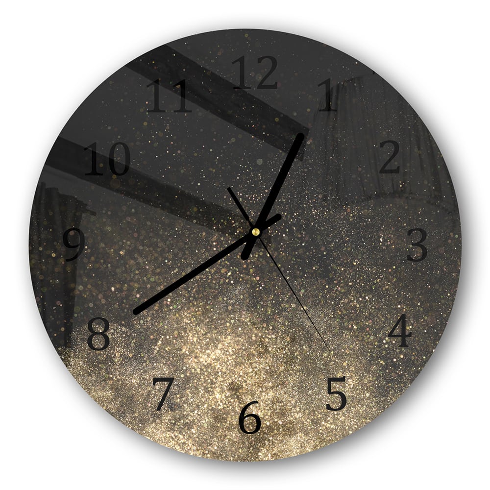 Wanduhr Rund - Goldenes Glitzerpulver