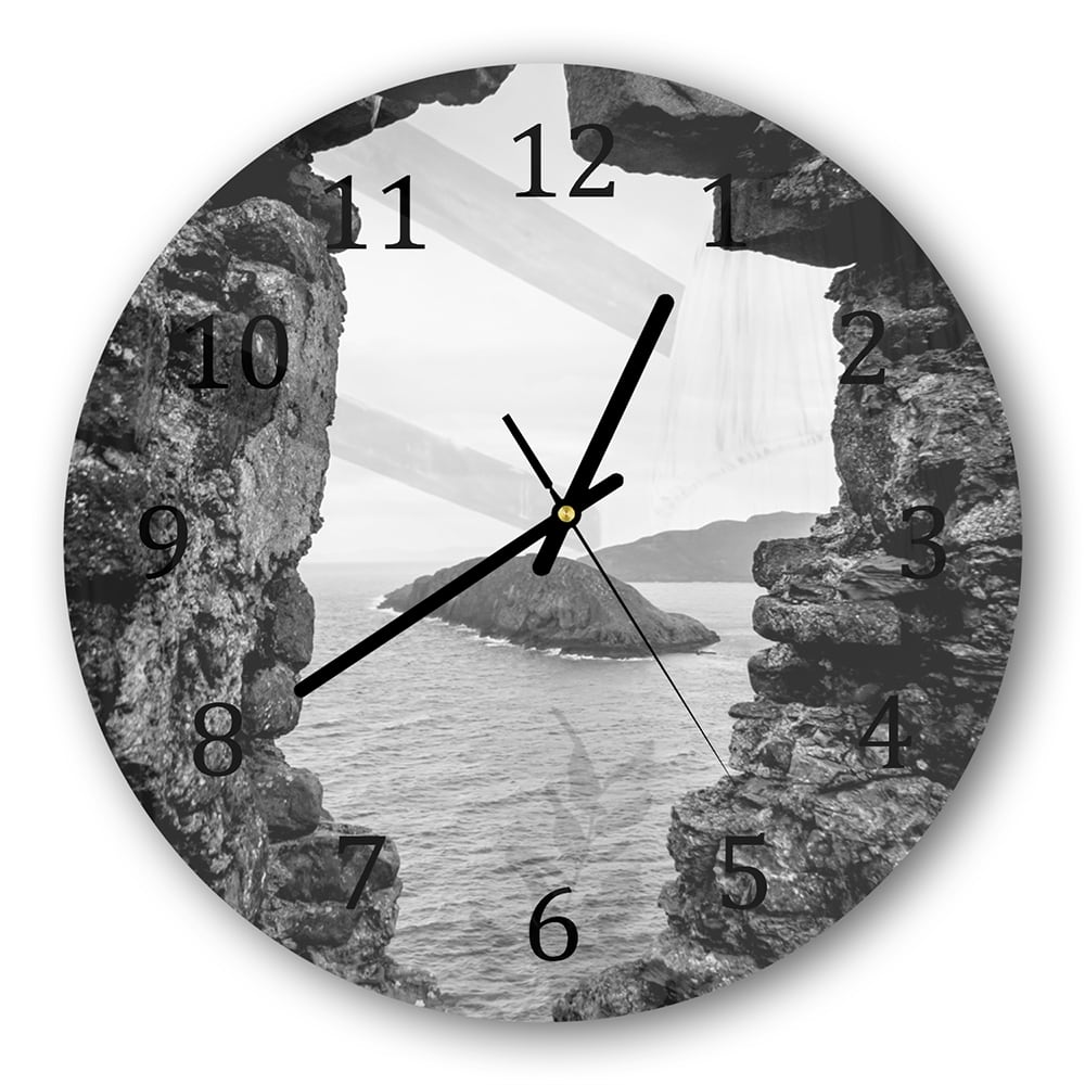 Wanduhr Rund - Meerblick von den Felsen
