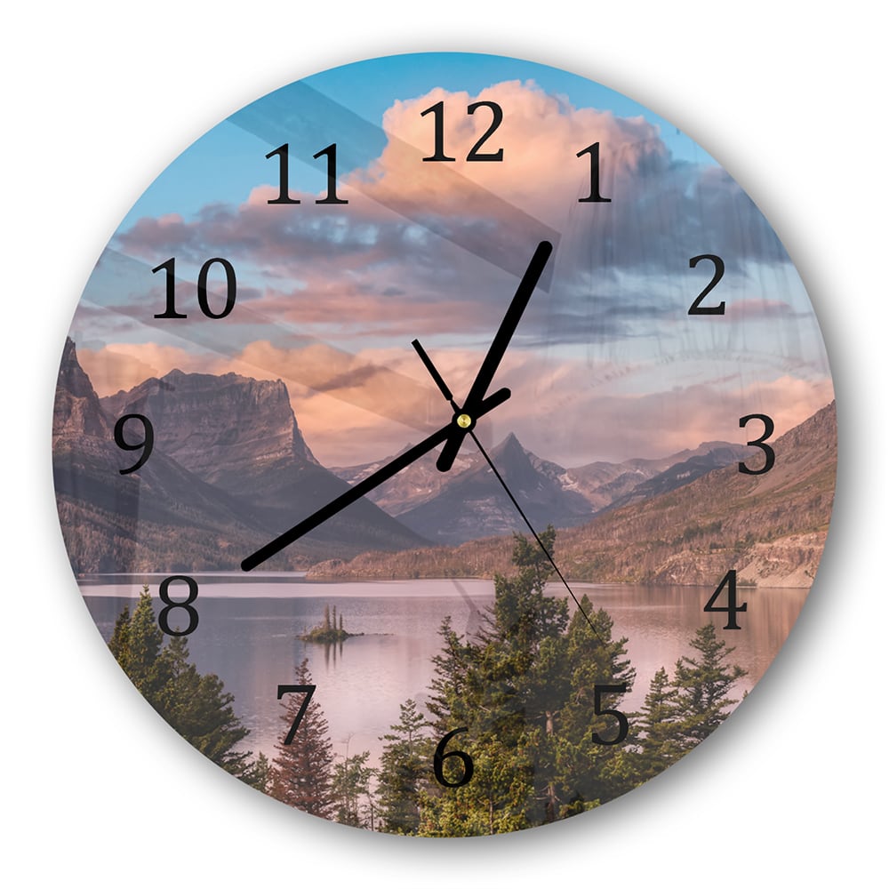 Wanduhr Rund - See in den Rocky Mountains