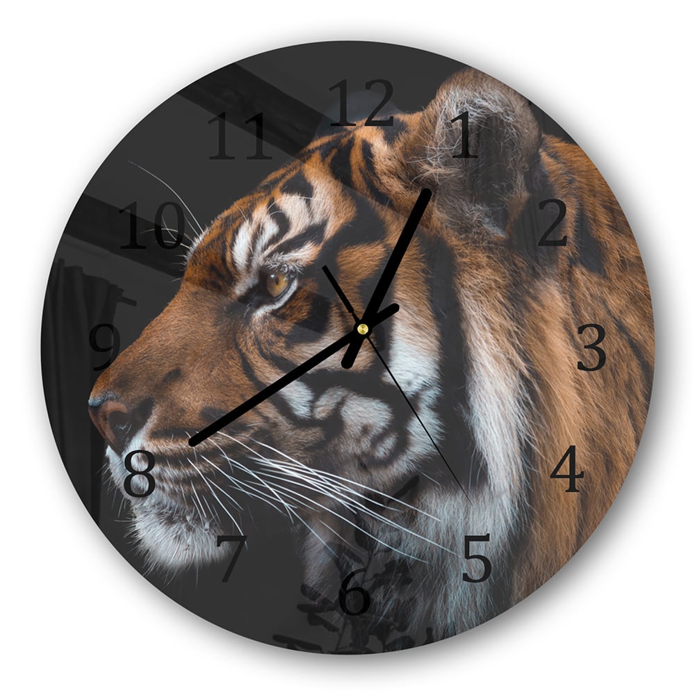 Wanduhr Rund - Tiger-Seitenporträt