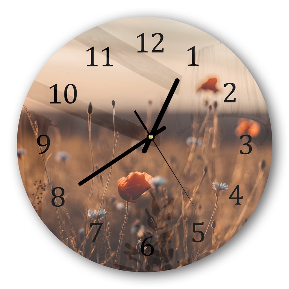 Wanduhr Rund - Mohnblumen im Feld