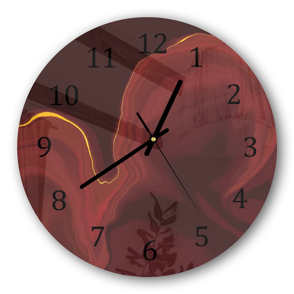 Wanduhr Rund - Luxuriöser roter Marmor