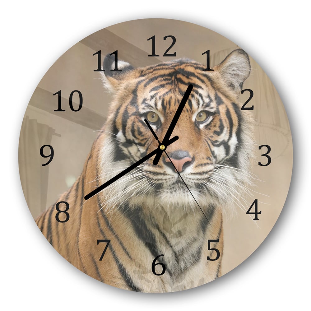 Wanduhr Rund - Tiger im Dschungel