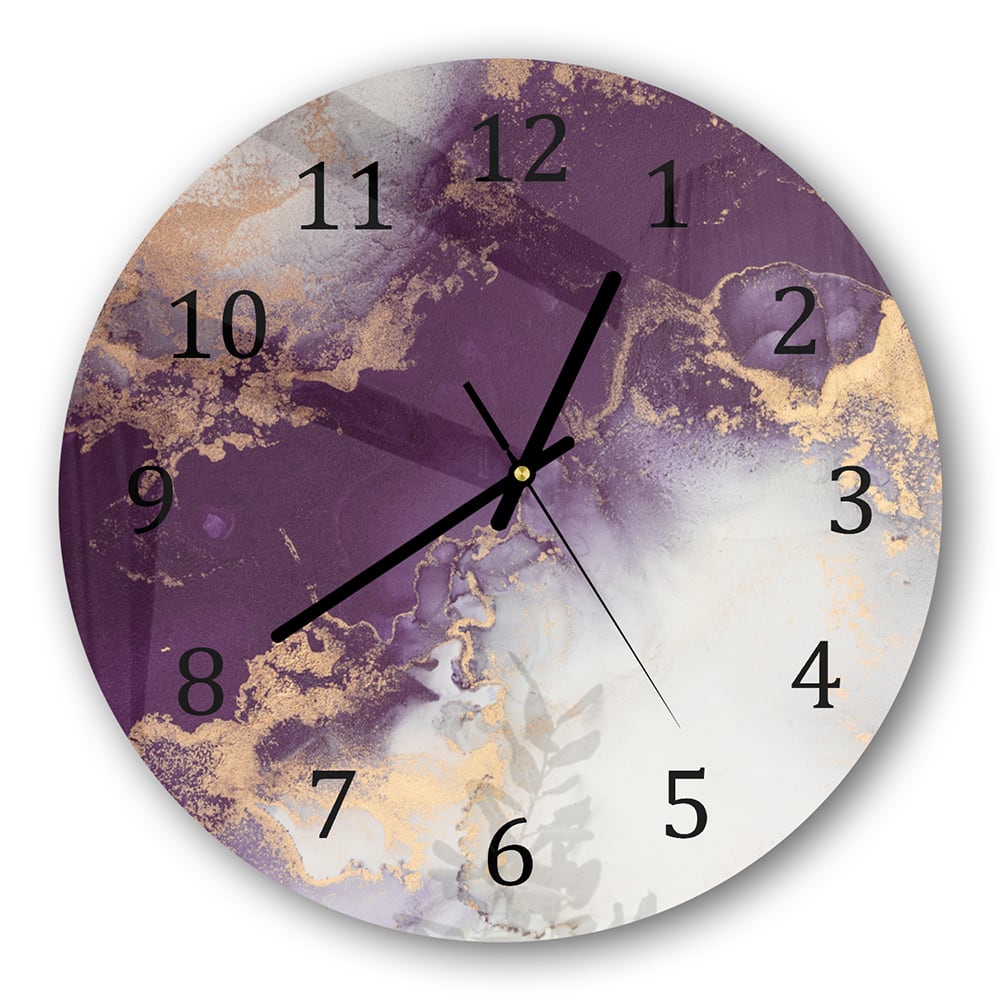 Wanduhr Rund - Luxuriöser Rot-Gold-Marmor