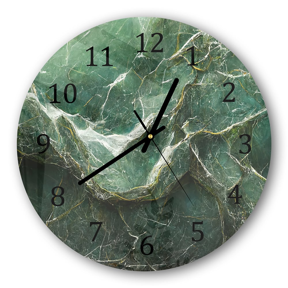 Wanduhr Rund - Luxuriöser grüner Marmor