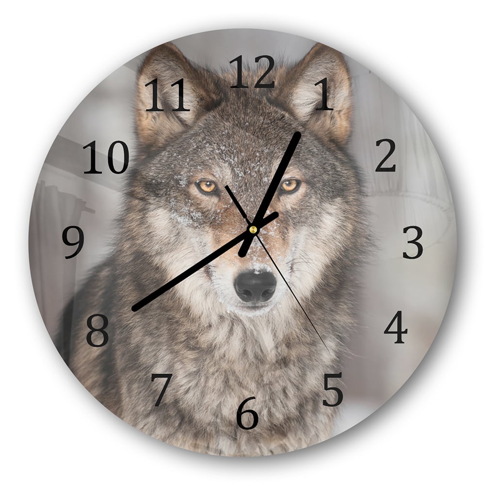 Wanduhr Rund - Grauer Wolf