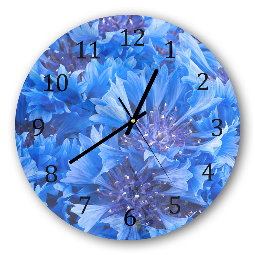 Wanduhr Rund - Blaue Kornblume