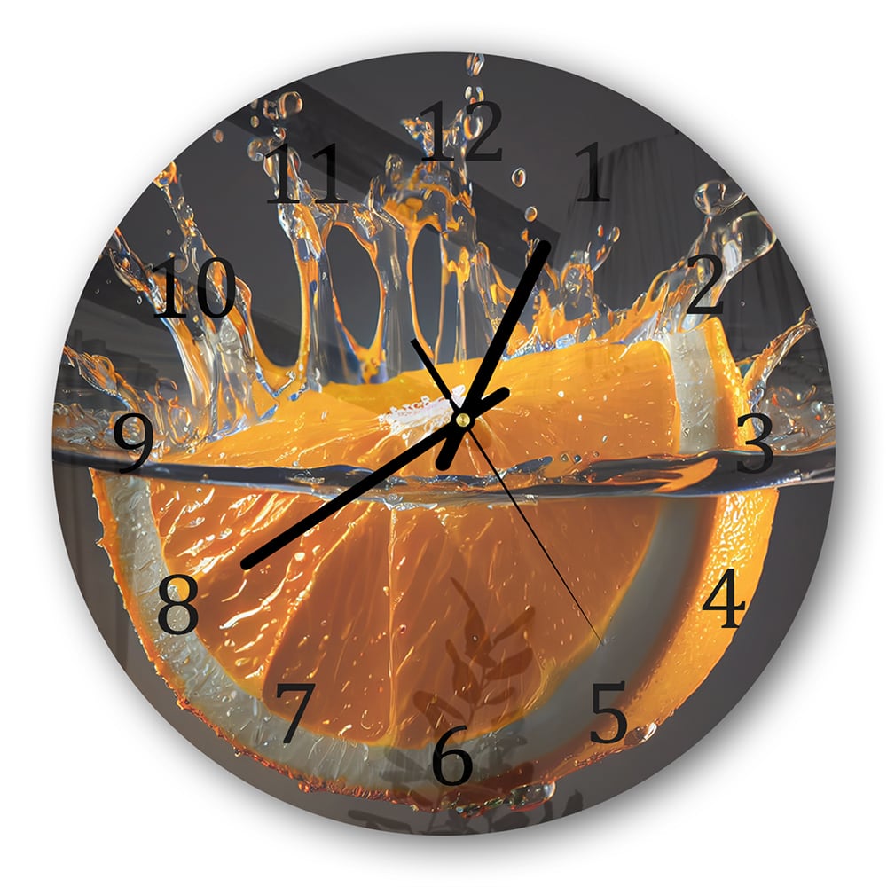 Wanduhr Rund - Orangen-Splash
