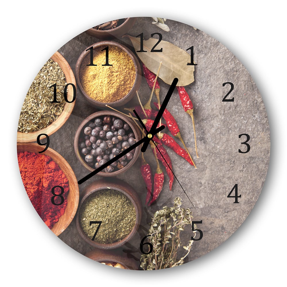 Wanduhr Rund - Gewürze auf Stein