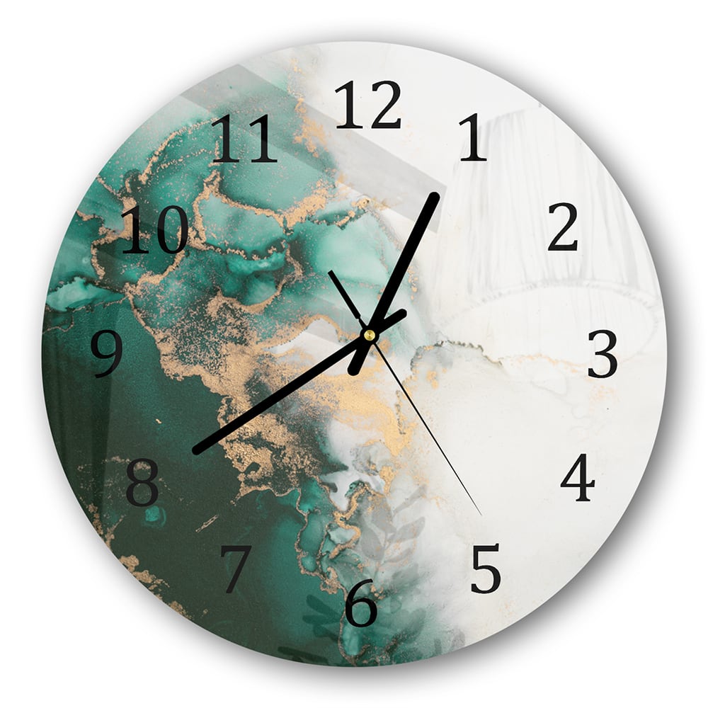 Wanduhr Rund - Luxuriöser Grün-Marmor