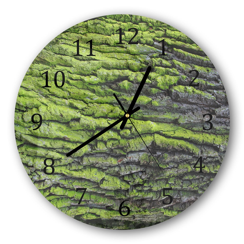 Wanduhr Rund - Grüne Rinden-Textur