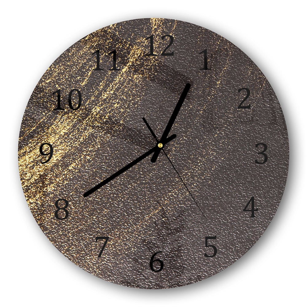 Wanduhr Rund - Goldener Glitzerschwung
