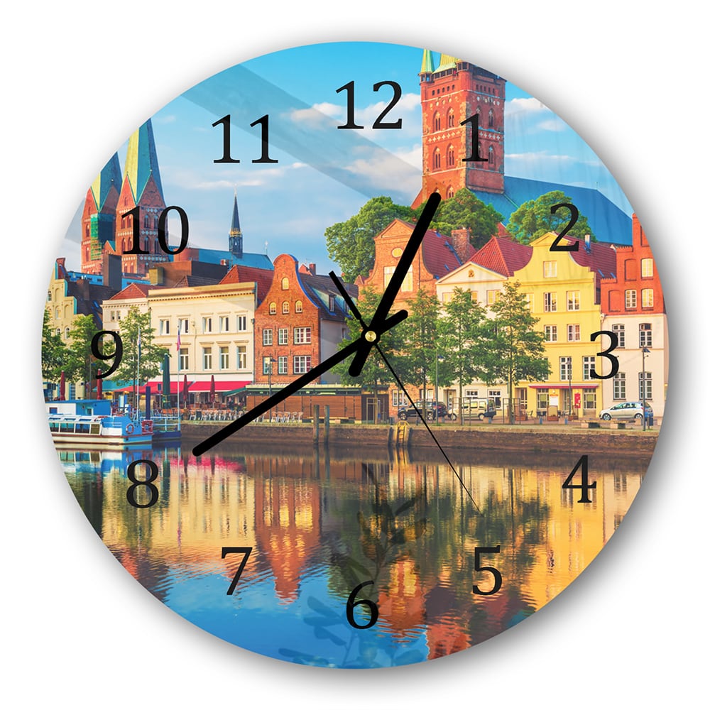 Wanduhr Rund - Lübeck am Wasser