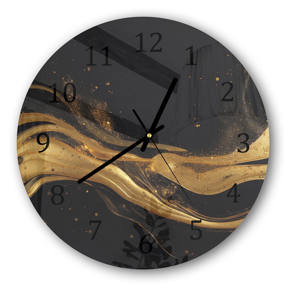 Wanduhr Rund - Abstrakter luxuriöser Schwarz-Gold-Hintergrund