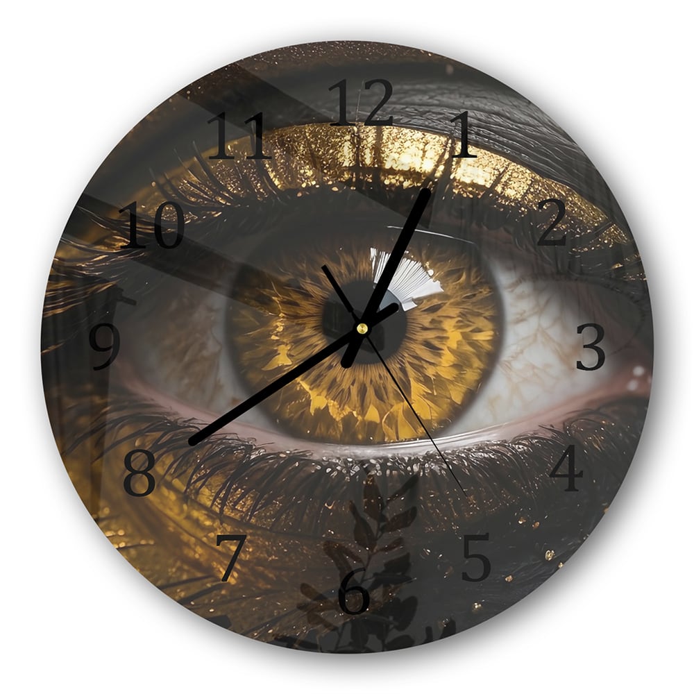 Wanduhr Rund - Schwarz und goldenes Auge