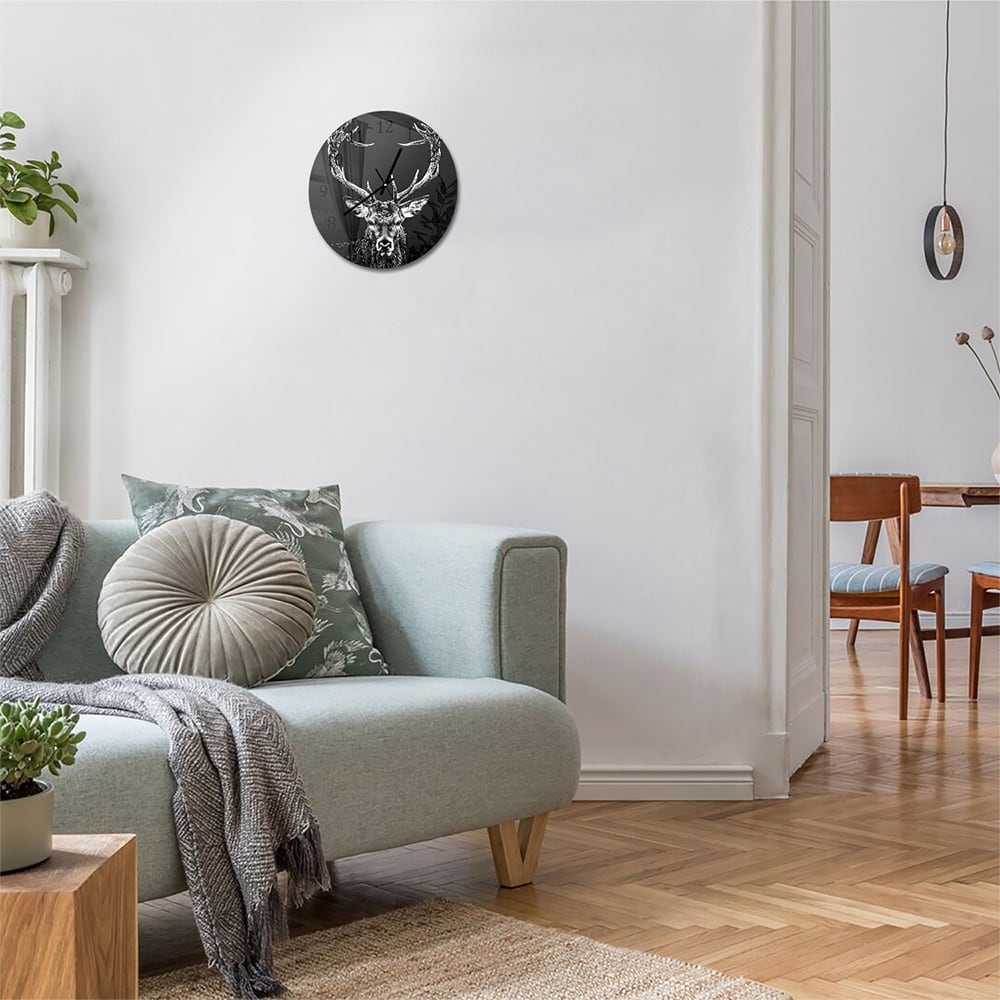 Wanduhr Rund - Illustriertes Reh