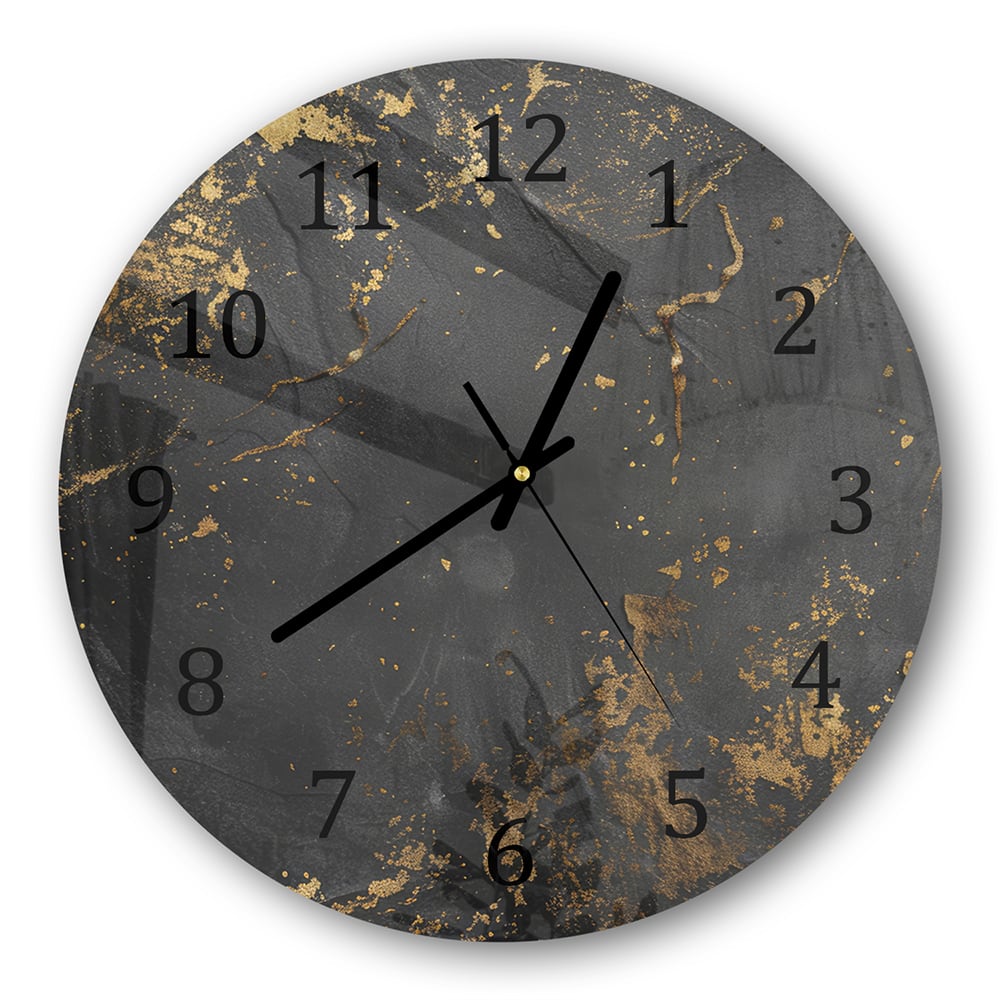 Wanduhr Rund - Schwarz/Gold raue Textur