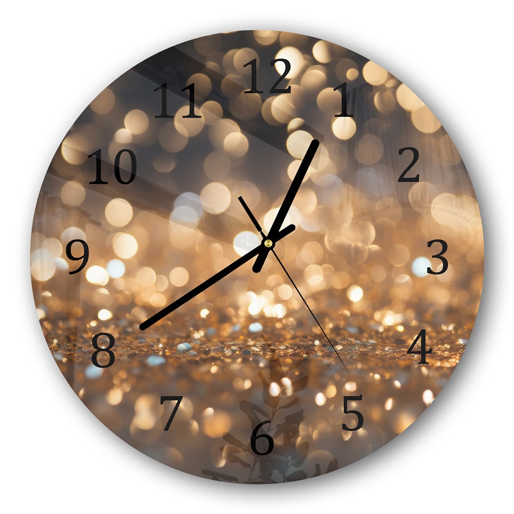 Wanduhr Rund - Goldene Glitzer