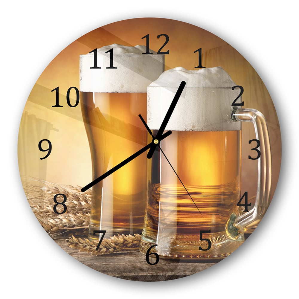 Wanduhr Rund - Bier und Gerste