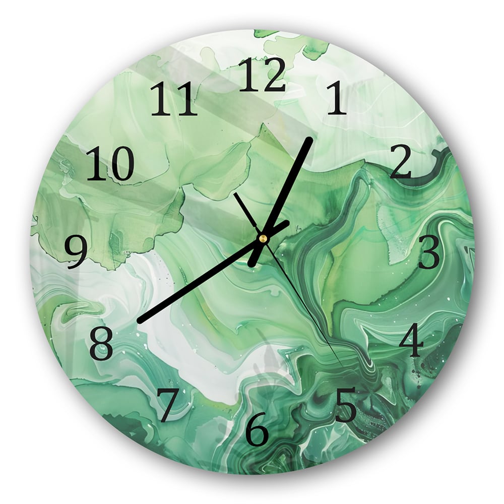 Wanduhr Rund - Grüne Aquarell-Textur