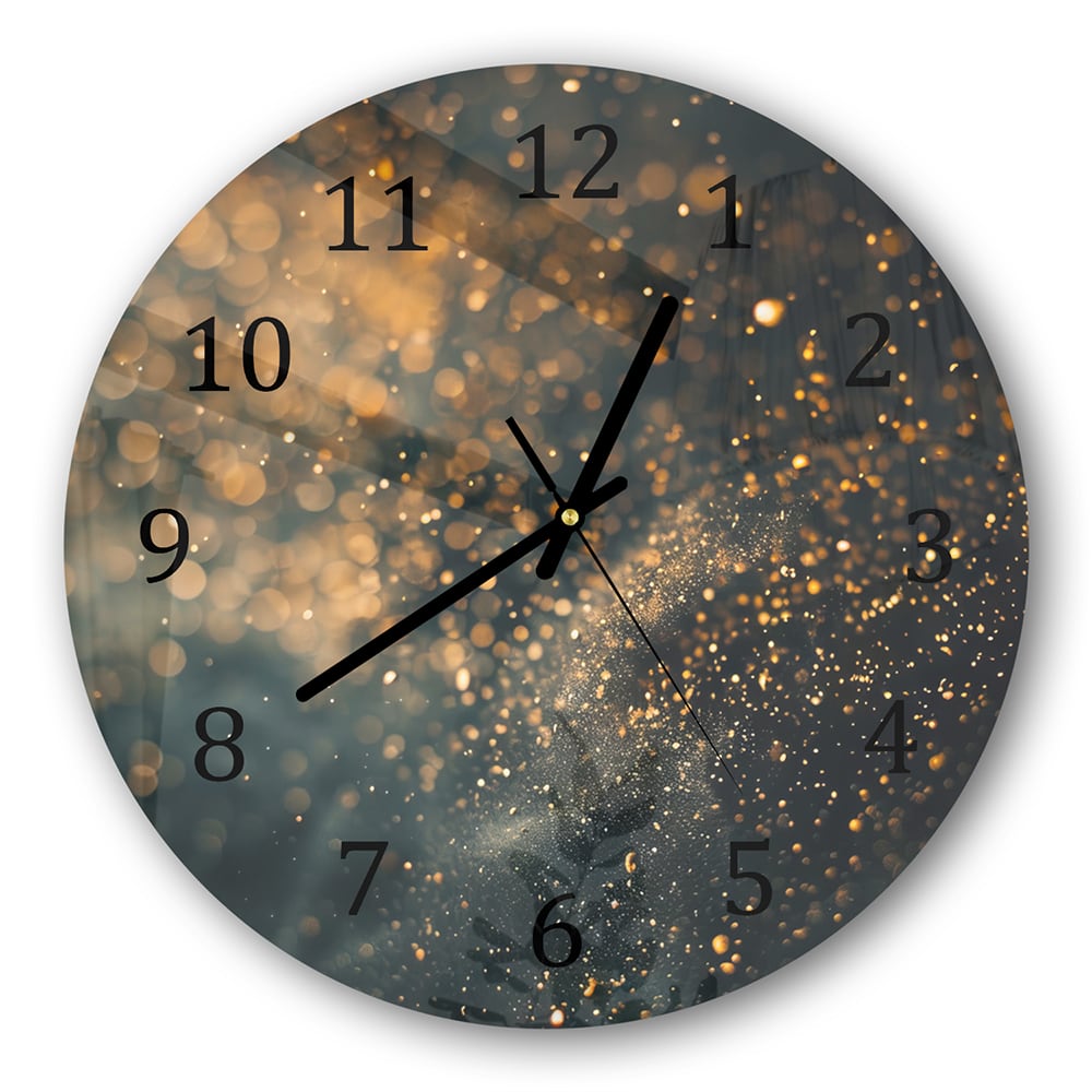 Wanduhr Rund - Goldener Glanz in dunklem Nebel
