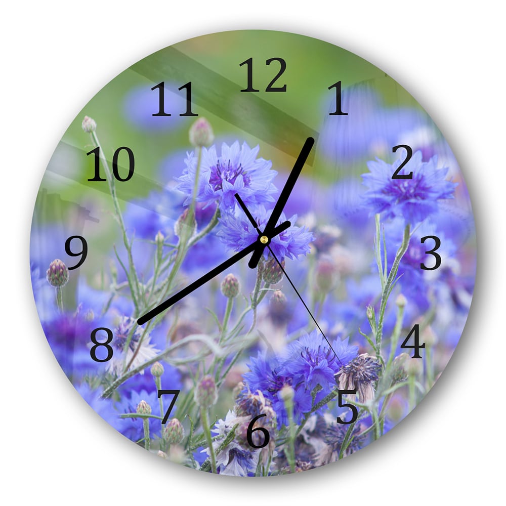 Wanduhr Rund - Kornblumen in Blüte