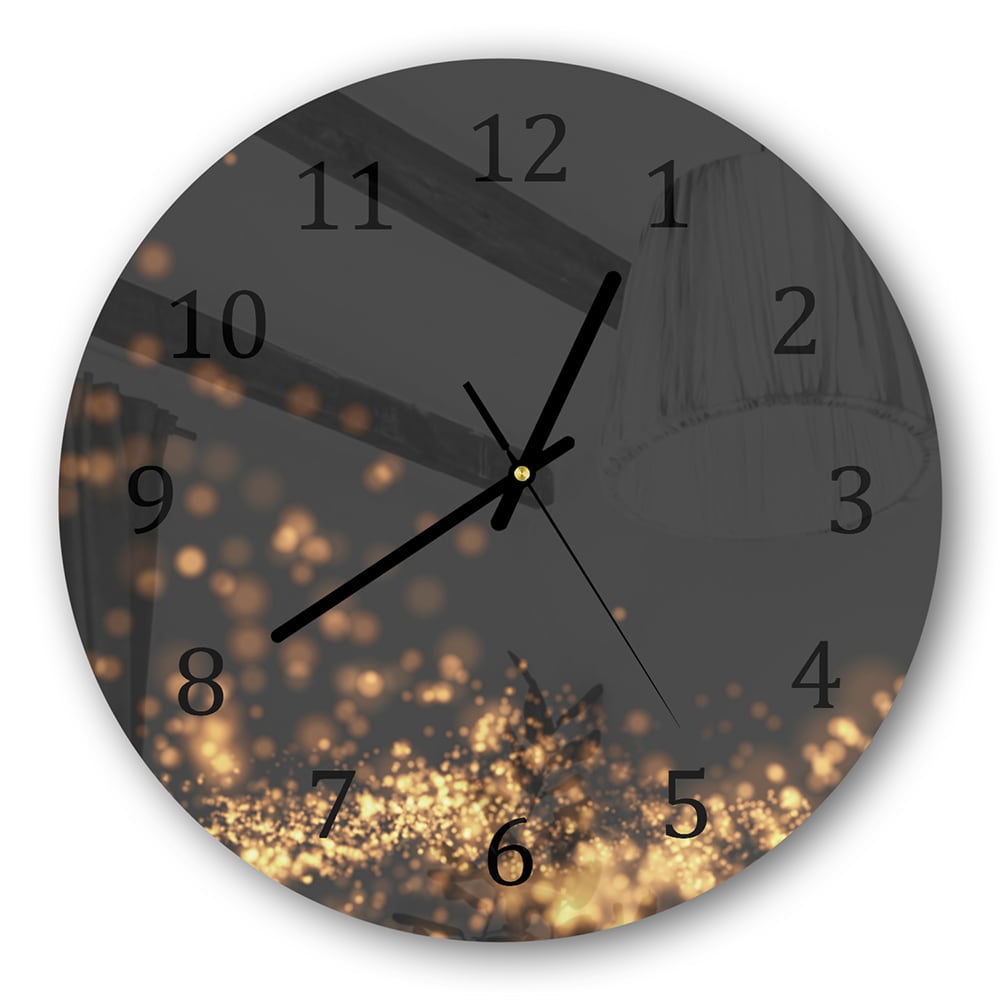 Wanduhr Rund - Goldener wellenförmiger Glitzerhintergrund