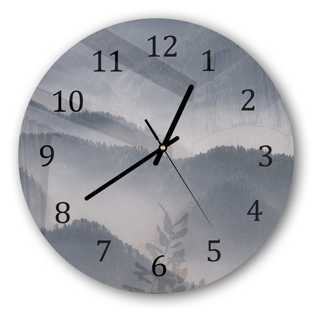 Wanduhr Rund - Nebliges Tal
